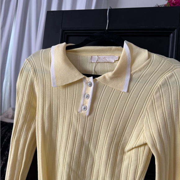 Women's Yellow Ribbed Top - Picture 3 of 4